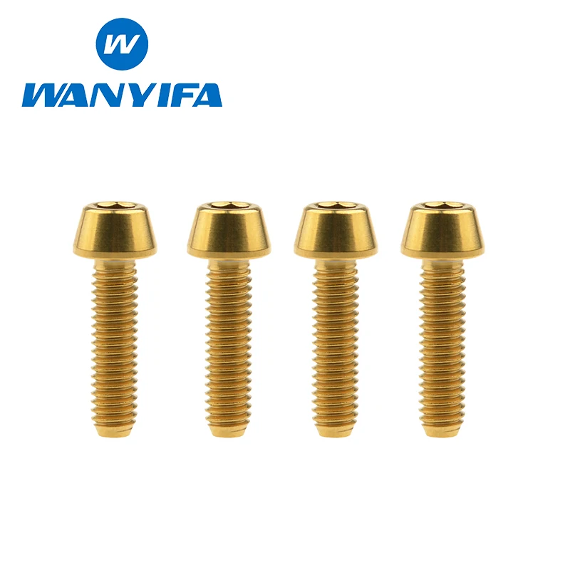 M4x8 Gold Титановый "Wanyifa" информацию о работоспособности системы/индикаторе температуры болт M4x8 15 мм конусная головка конической головкой, горного велосипеда, винт для велосипеда винт - Цвет: M4x8 Gold