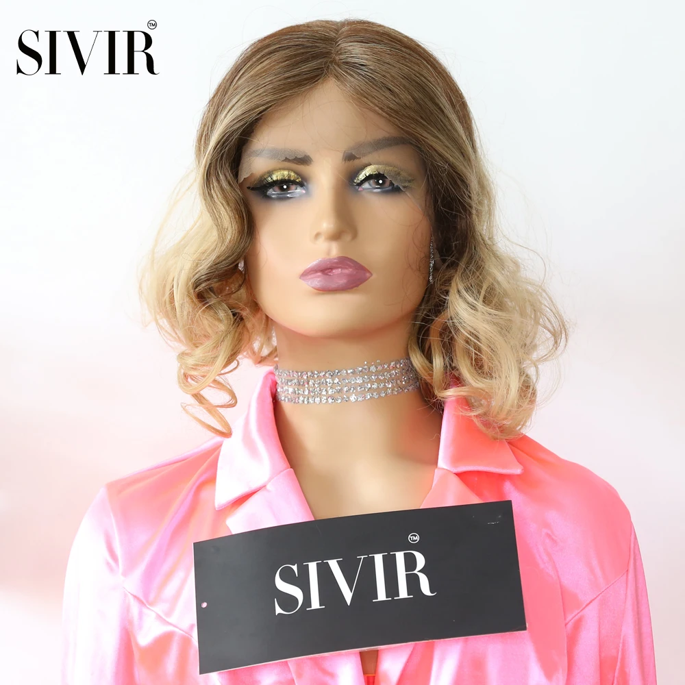 

Sivir Part lace front wig Blonde color Synthetic wig Short Wavy Heat Resistant Fiber Wigs For women Cosplay Women's Daily