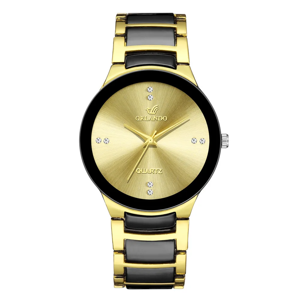 

2021 High-end Men's Business Fashion Steel Band Watch Double Color Strap Atmosphere Dial Fashion Watches Watches for Men