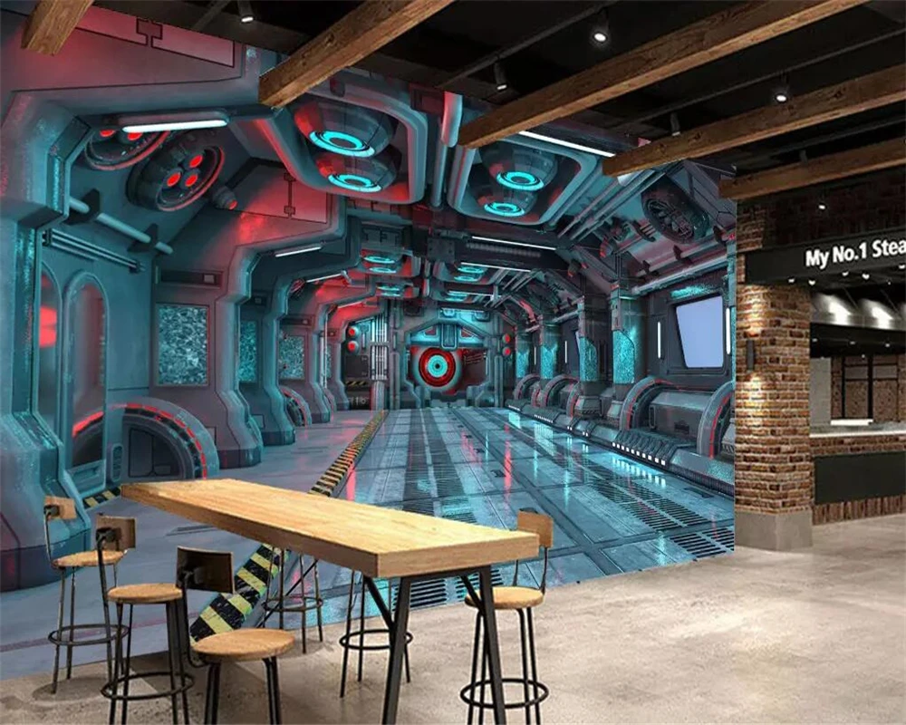 

Drop Shipping Custom Wallpaper Photo Mural Stereo Personality Space Capsule Spaceship Restaurant Mural 3d Wall Papers Home Decor