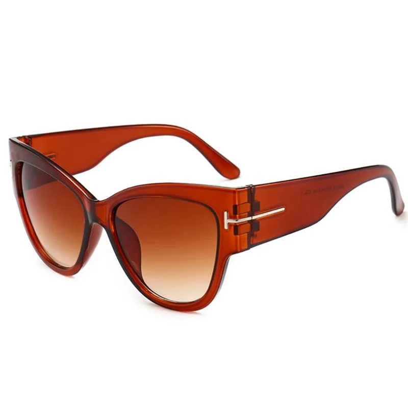 Модные сексуальные женские солнцезащитные очки кошачий глаз, женские винтажные брендовые большие солнцезащитные очки с Т-образной оправой, градиентные женские солнцезащитные очки UV400