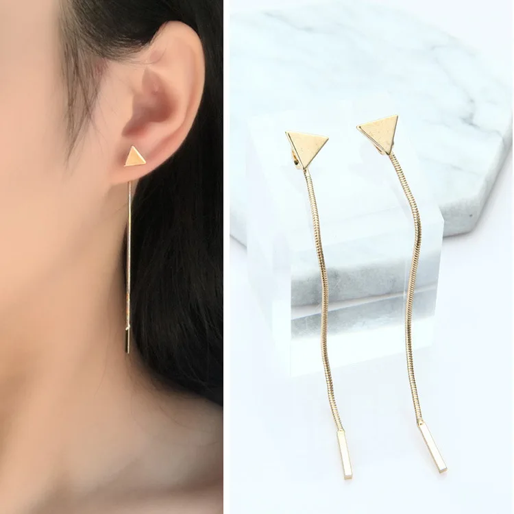 

2019 new brand design triangle chain tassel earrings generous minimalist Korean earrings for women.