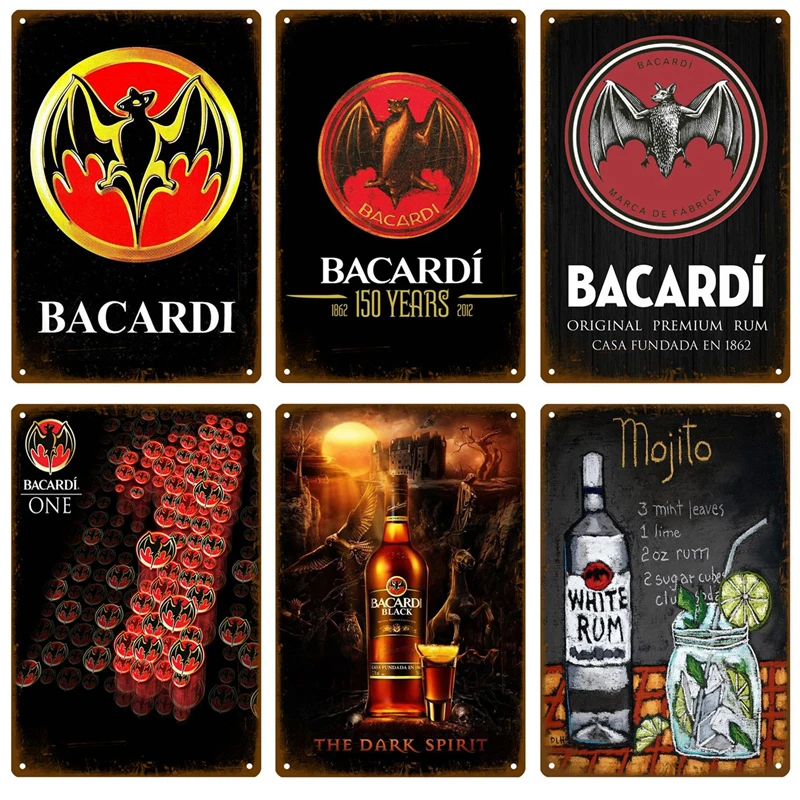 Металлический знак Bacardi жестяной виски Бельгии табличка для пива Металлические