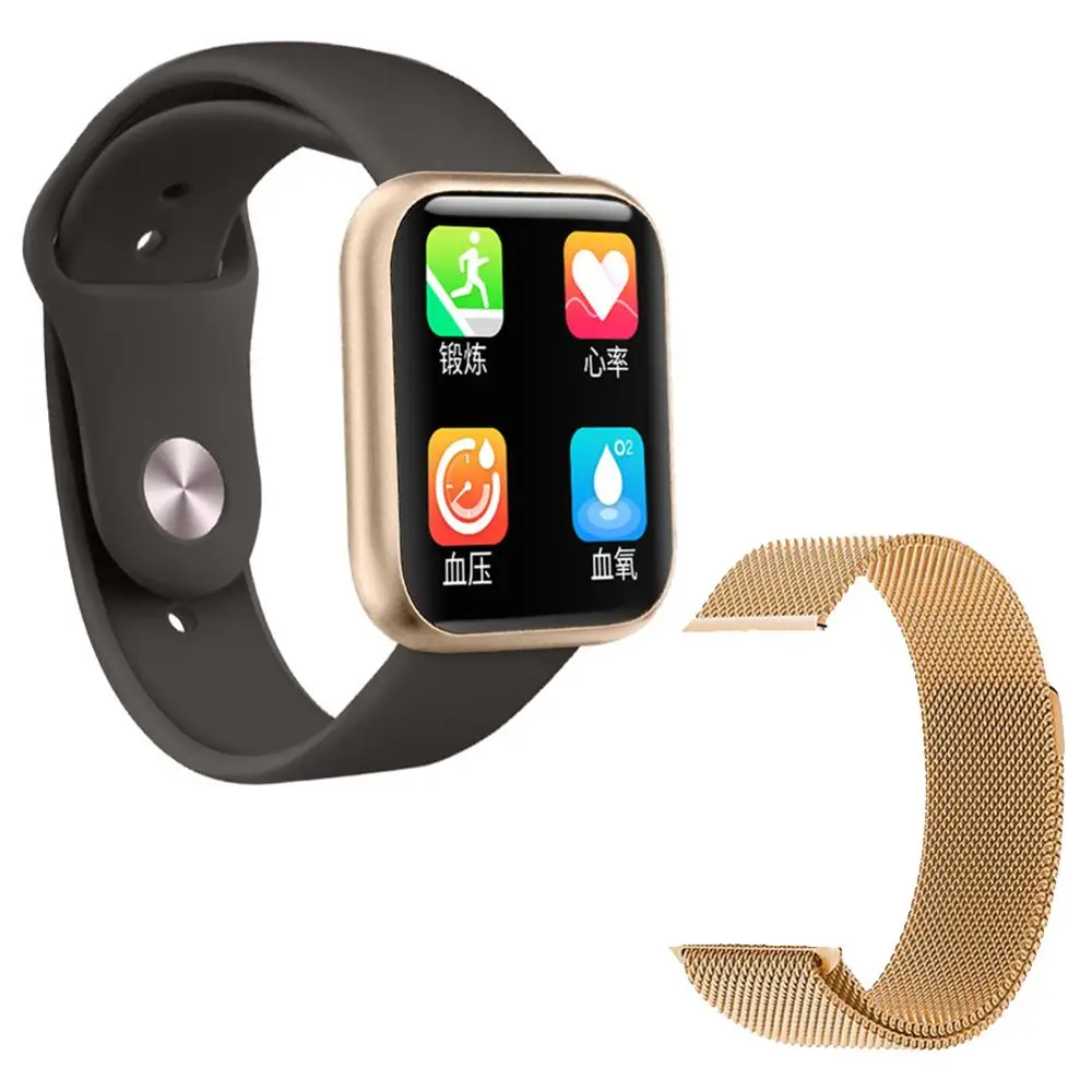 Brown extra Steel Умные часы Bluetooth умные часы перчатки для сенсорного экрана часы с монитором сердечного ритма сна спортивные фитнес-трекер для мальчиков и девочек - Цвет: Brown extra Steel