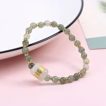 

Customized Natural Jade Emerald 6mm Beads Elastic Bracelet Bangle Jewellery Fashion Accessories DIY Woman Luck Amulet