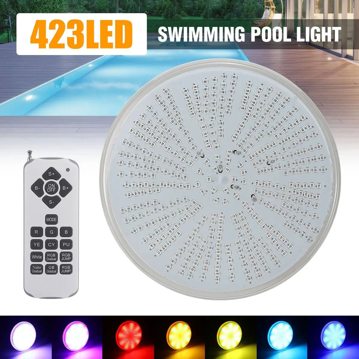 

Led Swimming Pool Light 423leds AC/DC12V RGB Resin Replacement PAR56 Lamp Waterproof IP68 Multi Color IP68 Underwater Lights