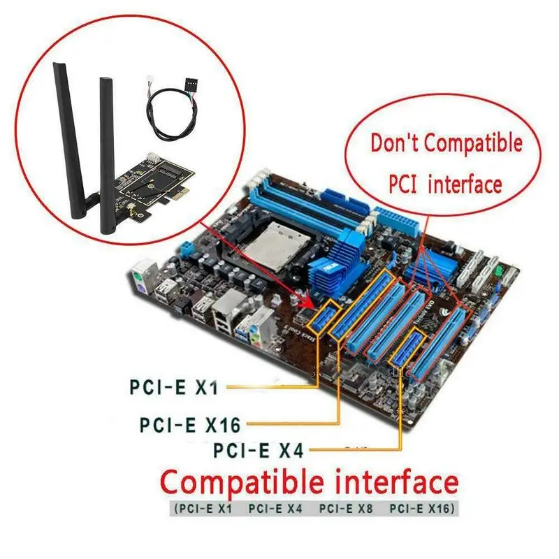 M.2 NGFF к PCI-E настольный адаптер карта беспроводная сетевая карта PCI-Express 1x слот антенна Wi-Fi для 9260 8265 1550AC DW1560
