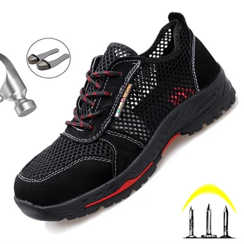 

Breathable Mesh Work Safety Boot Steel Toe Male Indestructible Shoes Anti-puncture Safety Shoes Men Lightweight Work Shoes 2020