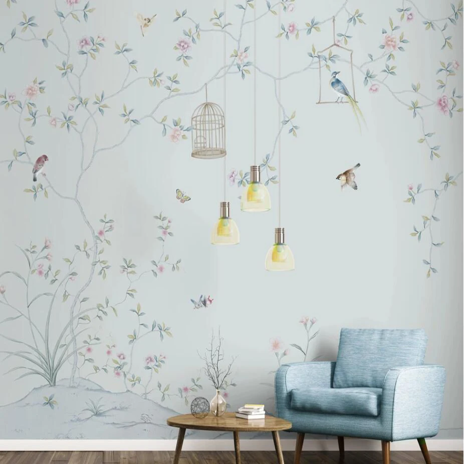 

Drop Shipping Custom 3D Wallpaper Mural Hand-painted Flowers And Birds Wall Decoration Painting Decorative Wallpaper Murals