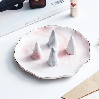 

Retail Stores Marble Decor Display Stand Tray Gold Ceramic Jewelry Storage Finger Cone Ring Holder Keep Tidy Crafts Nordic Style