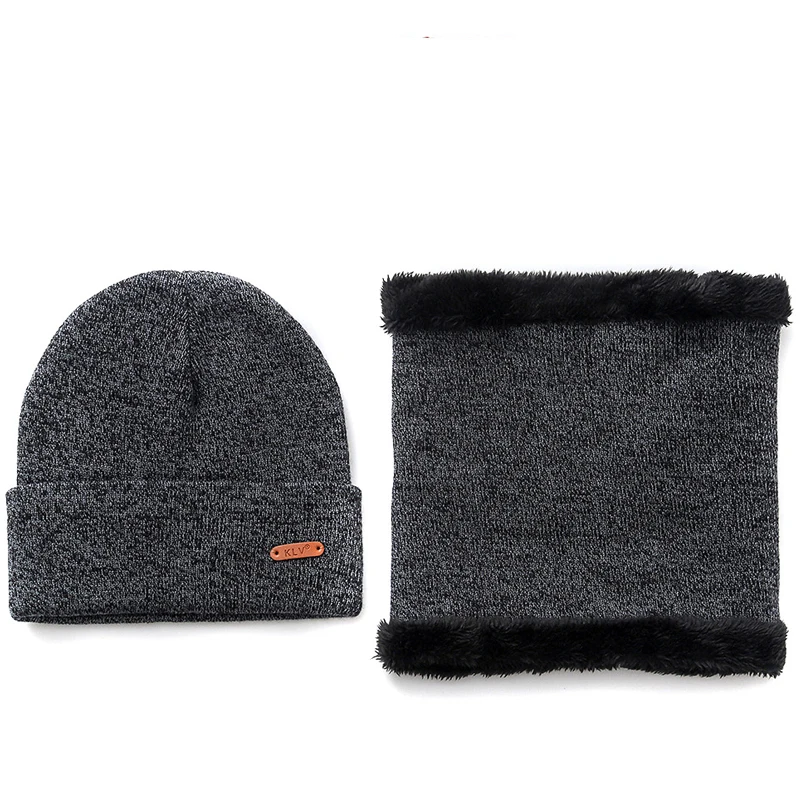BEFORW новая зимняя Для женщин шеи теплые, вязаные модные шляпа Sscarf набор Толстая теплая удобная обувь в стиле Для женщин геометрический шапки-бини - Цвет: Черный