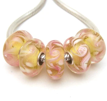 

JGWG2328 5X 100% Authenticity S925 Sterling Silver Beads Murano Glass beads Fit European Charms Bracelet diy jewelry Lampwork