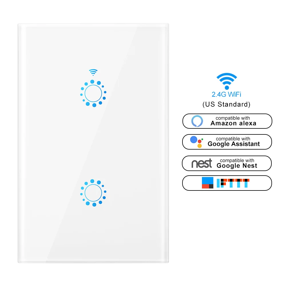 Сенсорный выключатель Smart Light переключатель Wi-Fi Панель настенный прерыватель 1/2/3 Wi-Fi выключатель света US Стандартный для работы Alexa Google Home