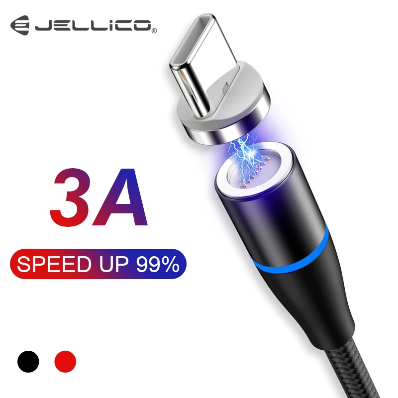 Jellico светодиодный магнитный Micro USB кабель QC3.0 кабель для быстрой зарядки usb type C Магнитный кабель для зарядки и передачи данных кабель для мобильного телефона