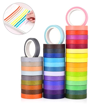 

Brand New Style 40 Rolls Colorful Paper Tape DIY Solid Decorative Rainbow Washi Tape Masking Roll Sticky Paper Adhesive Craft
