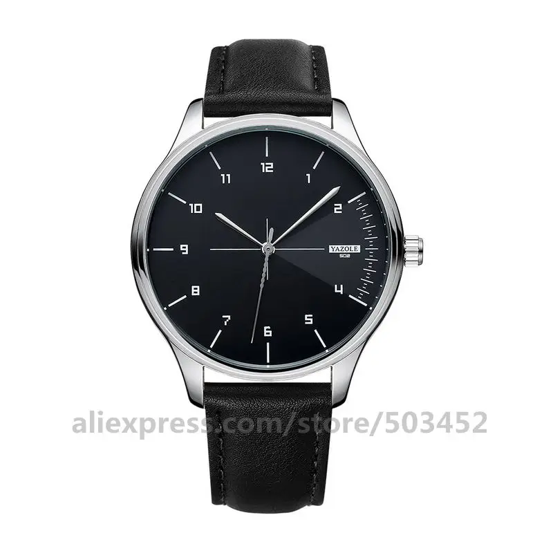 black silver black 100 шт./лот, мужские часы с маленькими арабскими цифрами, простые кожаные часы, спортивные часы оптом, часы для мужчин по заводской цене - Цвет: black silver black