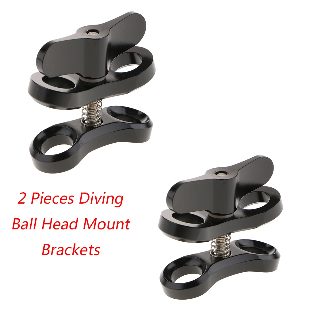 Aluminum Alloy Underwater Ball Clamp Mount Bracket with Strong Practicality for GoPro 6/5/4/3 ( Black, 2 Packs )