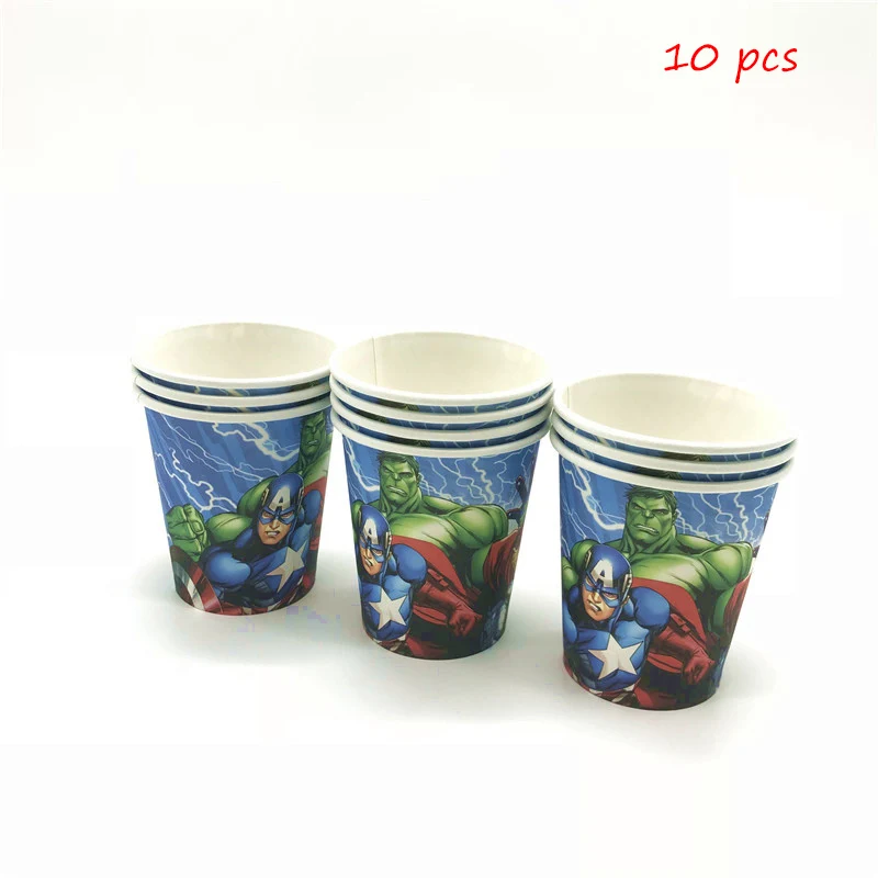 cup10pcs Вечерние поставки Мстители тема Одноразовая посуда для вечеринок Бумага чашки ванные принадлежности для детей Детская День рождения украшения - Цвет: cup10pcs