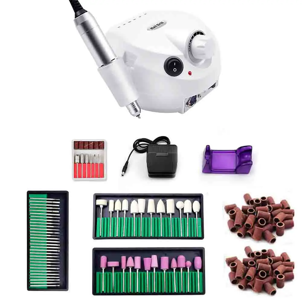 35000RPM White Set 2 35000 об/мин 32 Вт электрическая дрель для ногтей машина для маникюра Набор Файлов с 3 упаковками песочное кольцо 2 коробки сверло инструменты для ногтей - Цвет: 35000RPM White Set 2