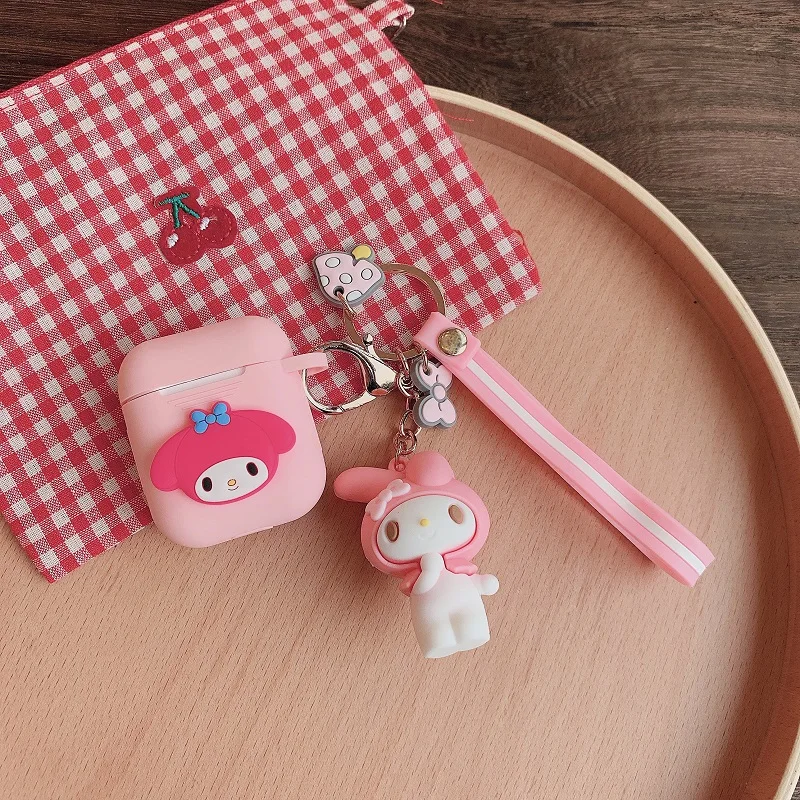 Pink-B Милый мультяшный чехол для AirPods wireless oroll Melody koomi, брелок, беспроводные кожухи головных телефонов, чехол, подвеска для AirPods, 2 аксессуары - Цвет: Pink-B