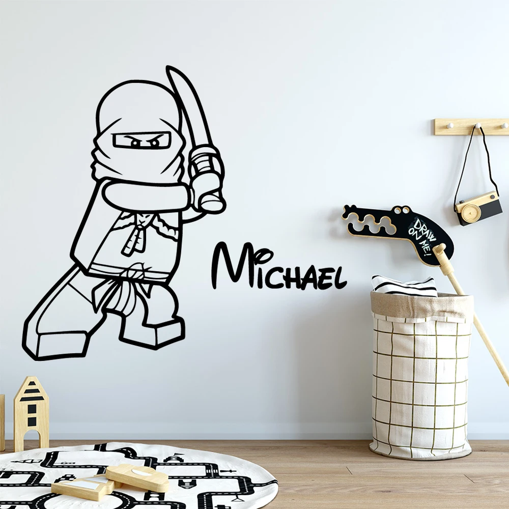 Lego Ninja Vinyl Decals Custom Any Name Wall Sticker For Kids Rooms Lego Pattern  Vinyl Murals Stickers Nursery Art AF049