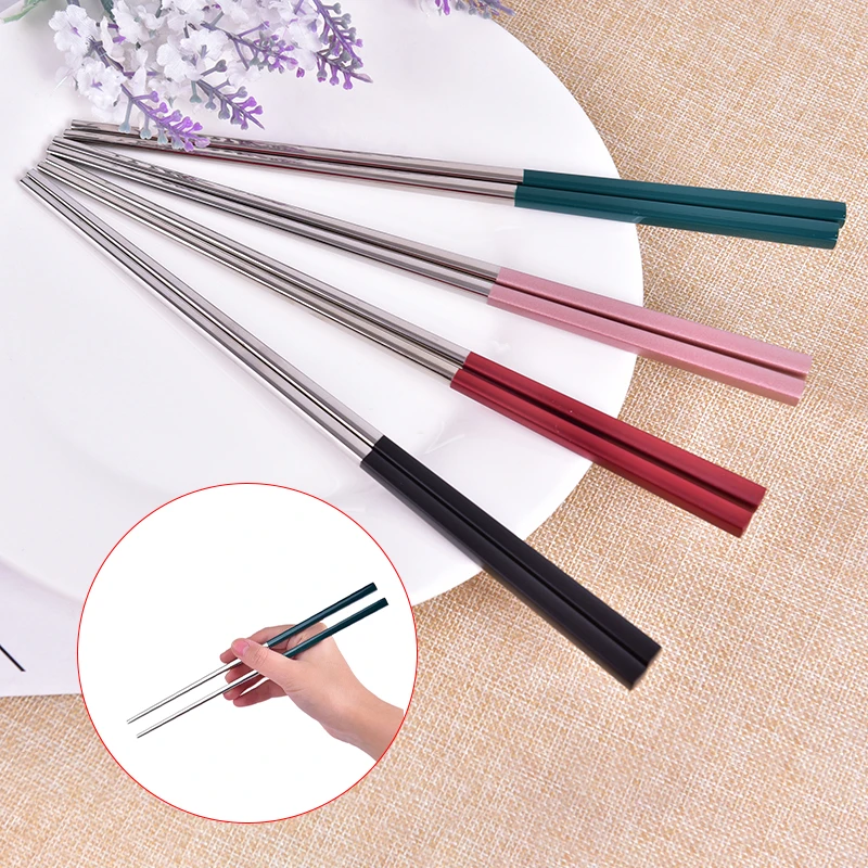 Квадратные палочки для еды из нержавеющей стали титановые золотые розовые суши