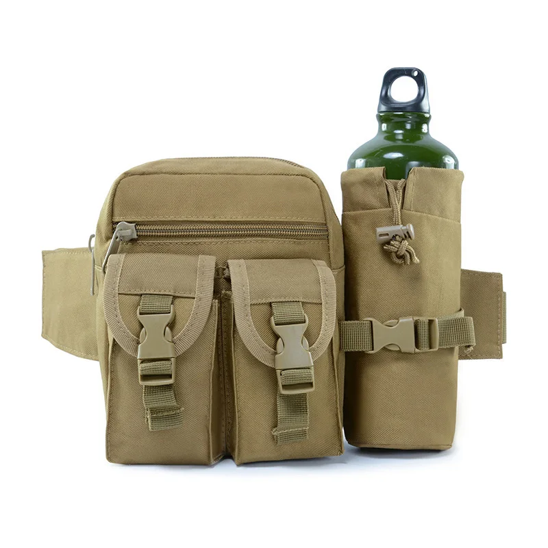 Khaki Тактическая поясная сумка с сумкой для бутылки воды Molle, военные армейские поясные сумки для активного отдыха, альпинизма, охоты, велоспорта, спорта - Цвет: Khaki