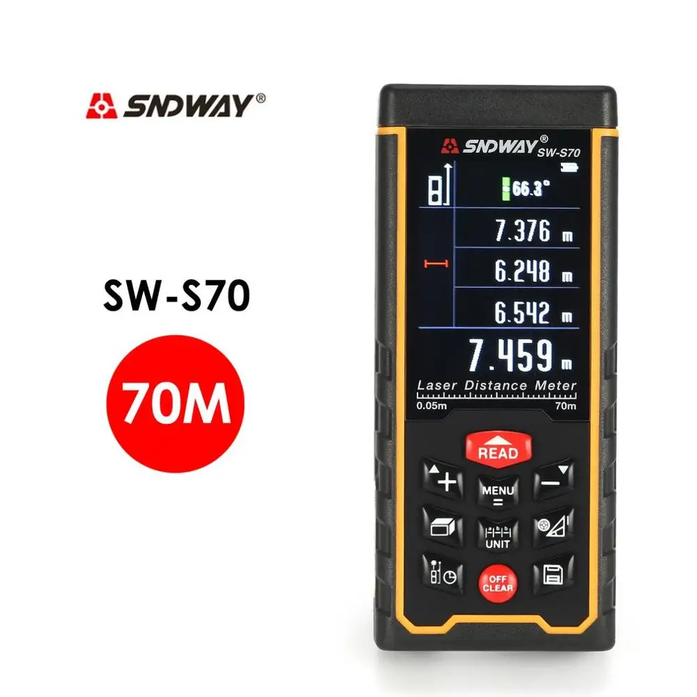 SNDWAY 70 м SW-S70 ручной лазерный измеритель расстояния дальномер trena Лазерная Лента измерительный инструмент дальномер