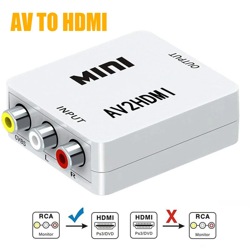 Мини RCA AV штекер HDMI гнездо конвертер адаптер Full HD 1080P Композитный CVBS к AV2HDMI аудио