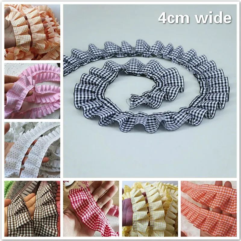 

Many Color Lattice Pleated Lace Ribbon DIY Clothes Skirt Home Textile Fast Sewing Trim Toy Doll Pet Clothing Creation Decoration