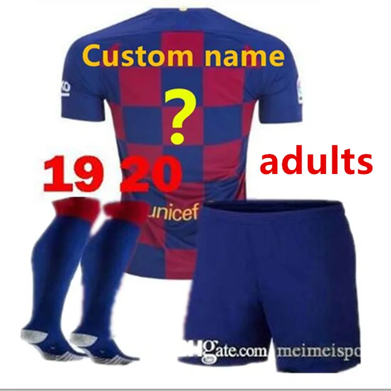 Комплект для взрослых+ носки Barcaed Jersey soccer F. DE JONG GRIEZMANN MESSI SUAREZ ARTHUR COUTINHO VIDAL I. RAKITIC - Цвет: shirt