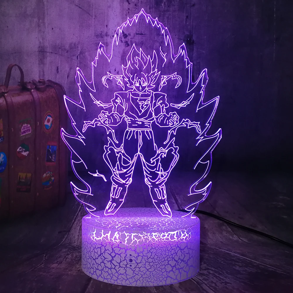Dragon Ball Z 3D светодиодный Ночник светильник огонь Сон Гоку Вегета Фигурки игрушки
