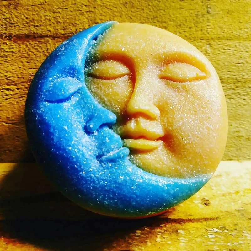 1Pcs Pink Soap Mold Round Shape Sun Moon Faces Silicone Mold DIY Fondant Chocolate Cake Decorating Tools Kithen Baking Tool