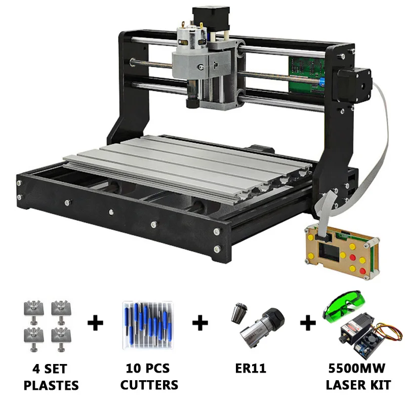 5.5W laser CNC 3018 Pro GRBL Diy мини лазерный станок с автономным контроллером 3 оси pcb фрезерный лазерный машинный деревянный роутер лазерная гравировка - Color: 5.5W laser