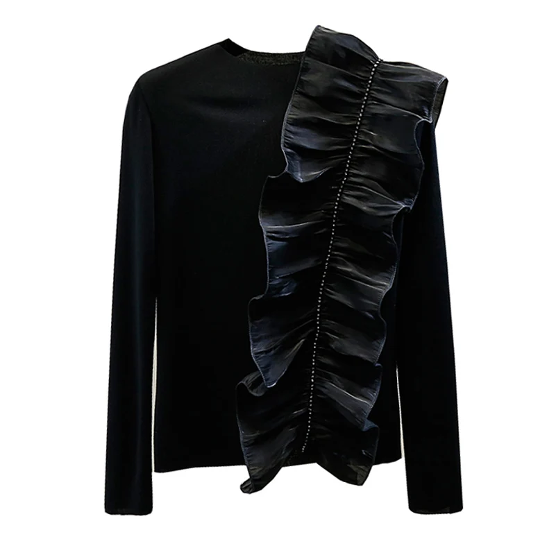 Fashion Rhinestone Three-Dimensional Ruffles Slim