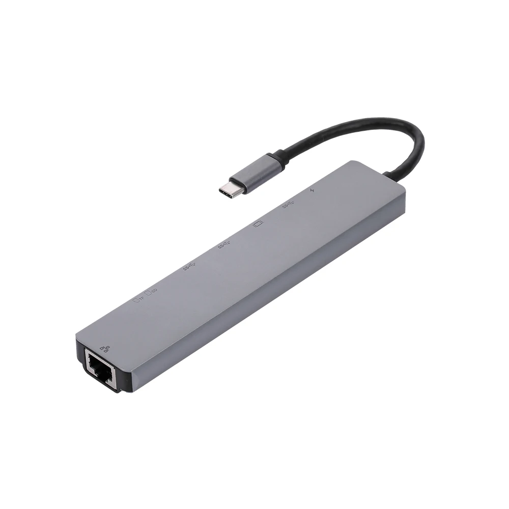 8 в 1 USB-C Многофункциональная док-станция для ноутбука конвертер type-C в PD/USB* 2/HDTV/type-C/SD/TF/RJ45 87W адаптер для ПК ноутбука