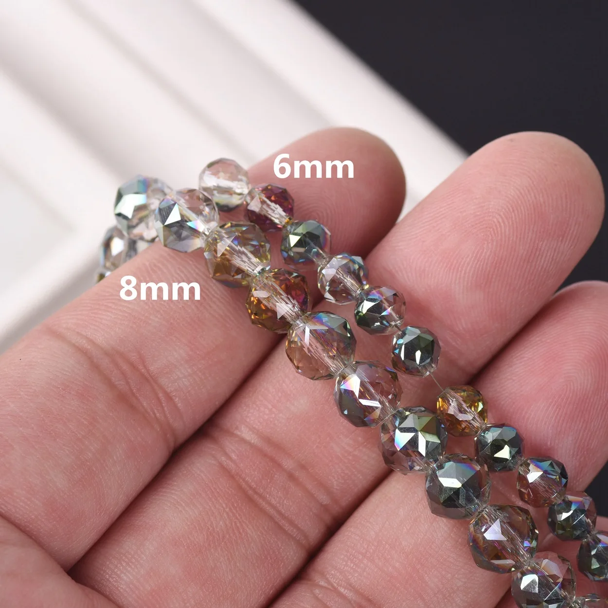 6mm 8mm Round Shape Coloful Plated Faceted Crystal Glass Loose Beads Wholesale lot for Jewelry Making DIY Crafts Findings
