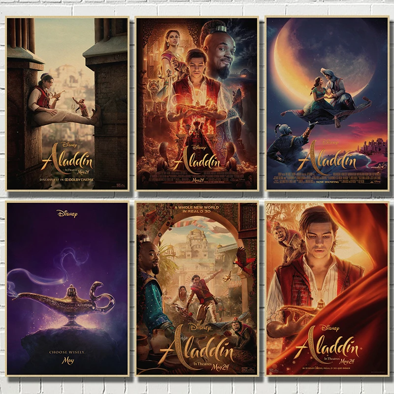 Aladdin печать на стену крафт-бумага Плакат Бар Кафе гостиная столовая декоративные