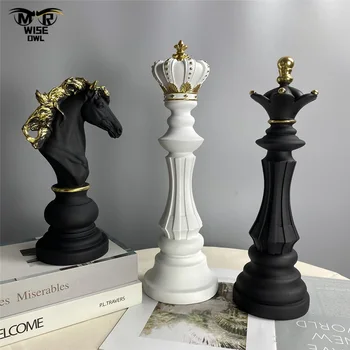 Resin International Chess Statue Creative Retro Figurines For Interior Home Decor Livingroom Desktop Decoration Desk Accessories 1