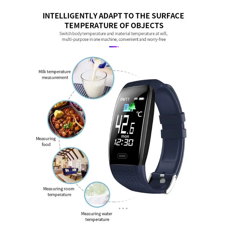 

T5 Smart Watch Temperature Heart Rate Monitor Fitness Traker Bluetooth Bracelet