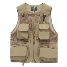 AliExpress жилет мужские сумки открытый сетчатый жилет большой размер рыболовный жилет Повседневный плащ для фотографирования Топы