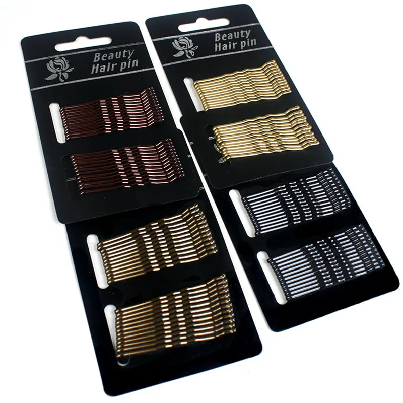 24PCS/Pack Women Girls Basic Black Gold 5 CM Barrettes Female Hair Clips Headbands Lady Good Quality Hairpins Accessories | Красота и