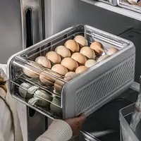 Japanese-style Double Stacking Drawer Type Kitchen Egg Fresh-keeping Storage Box Transparent Refrigerator Storage Food Container