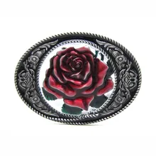 

Oval Western Bright Red Rose Belt Buckles Women Club Trouser Belt Dress Accessories Plant Design Belt Buckle Drop Ship 16-322