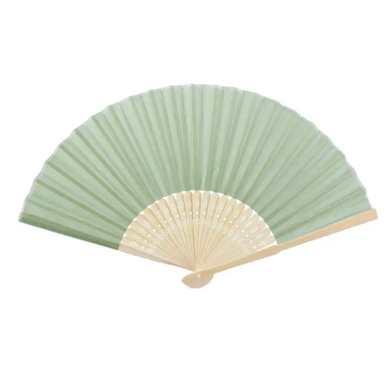 

Solid Color Fan DIY Painting Accessory Decoration Wedding Gift (grass green)