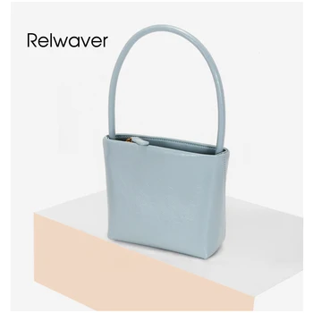 

Relwaver mini hand bag cowhide minimalist style underarm bag minority fashion chic women bag white genuine leather shoulder bag