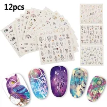 12 шт наклейки для ногтей Ловец снов переводные наклейки с водой(случайный цвет