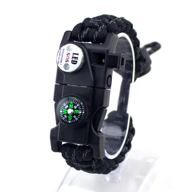 Dafape Survival Bracelet, LED SOS Light Compass Whistle Wristband