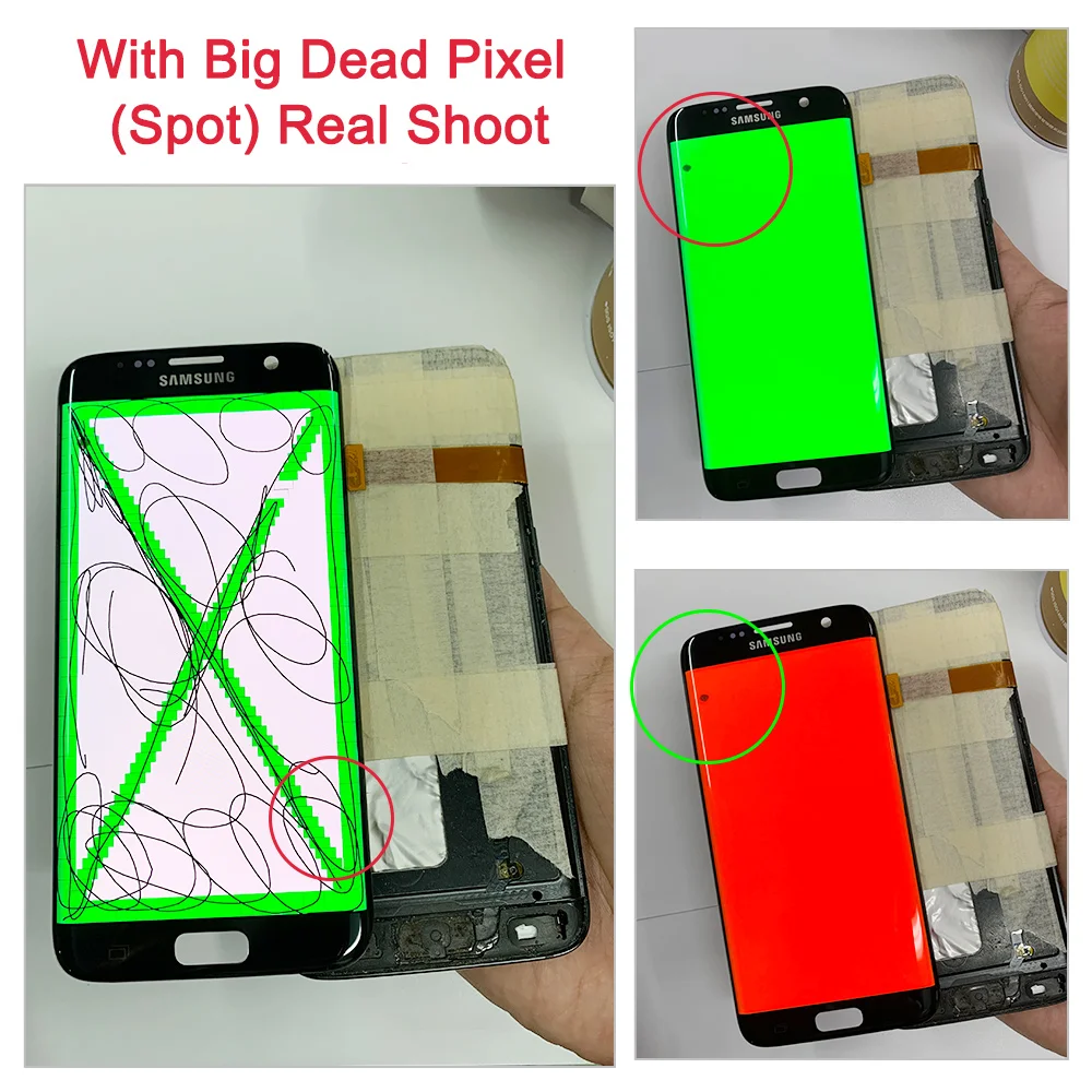 Tested Display 5.5'' AMOLED Display for SAMSUNG s7 edge Pantalla G935 G935F LCD with Frame Touch Screen Assembly