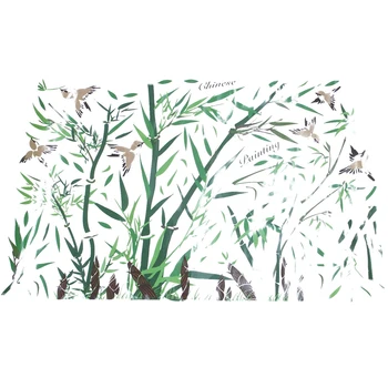 

Green bamboo wall posters wall sticker China wind bedroom living room adhering the study decorations Removable Self-adhesive 123